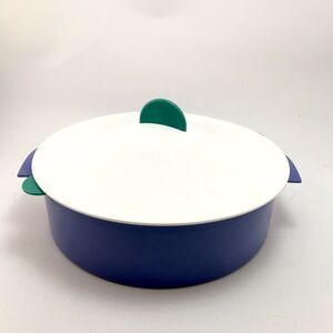 Vintage Tupperware Microwave Steamer Blue Green 3 Pc Set Vegetable Rice Cooker